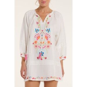 Hermoza Phoebe Coverup Dress in Colorful Embroidery